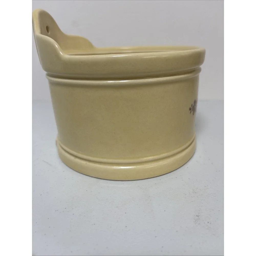 Vintage 70's Pfaltzgraff Village Stoneware Salt Crock with Lid Floral Design